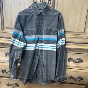 Men's Brush Popper Striped Denim Shirt